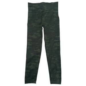 SPANX Look At Me Now Leggings Women’s Size L Green Camo Crop Seamless Slimming